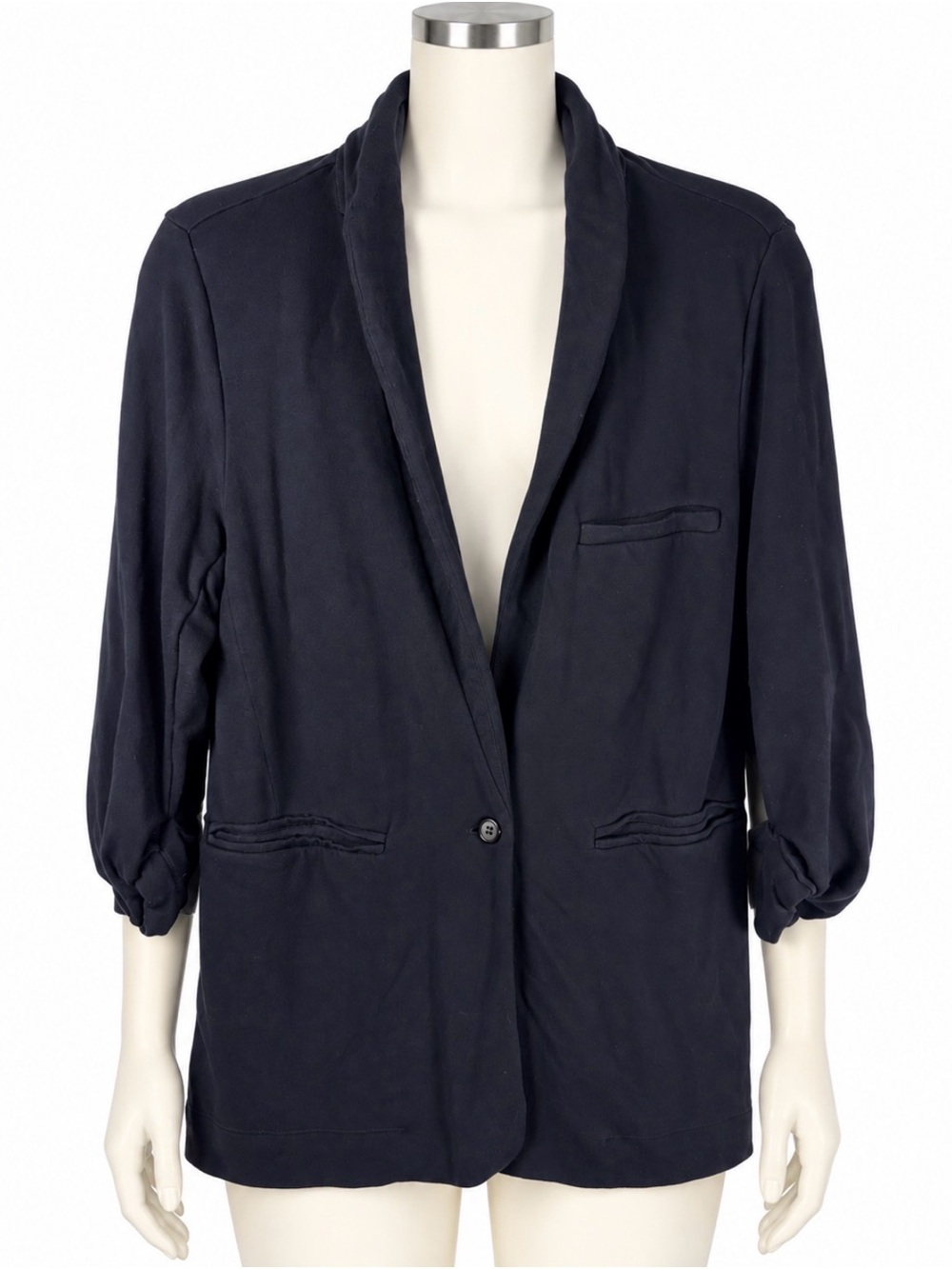 Joie Women’s M Black Soft Knit Ruched Sleeve Blazer Jacket
